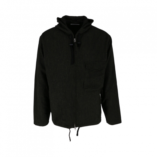 Universal Works Jacke 31530 Fistral II Jacket in Black/Olive Stripe Wool Mix