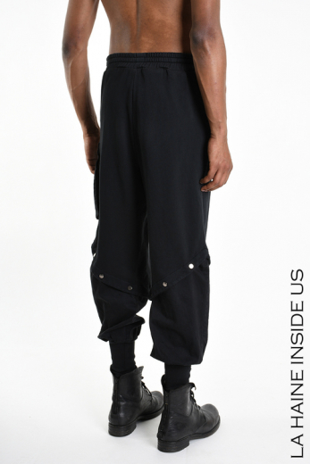 3B M1044 TROUSER Cargo Fleece & Cotton Stretch Dyed Hot UNISEX U Black