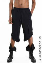 3B M1044 TROUSER Cargo Fleece & Cotton Stretch Dyed Hot UNISEX U Black