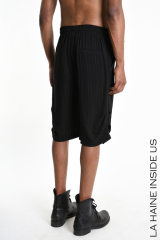3B M1068 SHORT Regular Viscose Pinstripe Black